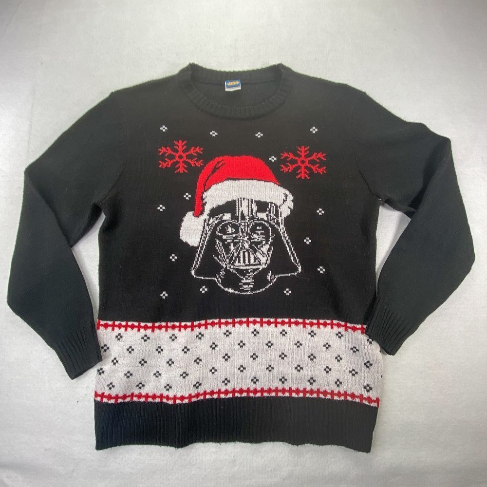 Star Wars Mens Sweater Black Large Long Sleeve Crew Neck Darth Vader #1063